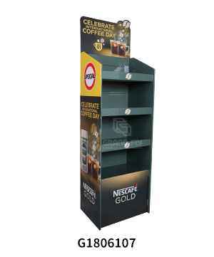Custom 4 Shelf Cardboard FSDU Stand for Coffee
