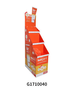 Custom Corrugated 3-Tiered Floor Display for Sunscreen Cream